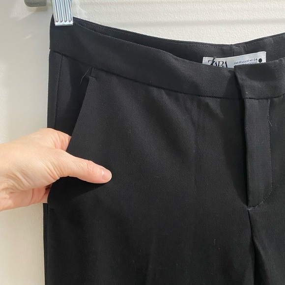 NWT Zara Sz XS Black Flare Leg Trouser Dress Pants With Hand Pockets Flowy - Picture 5 of 16